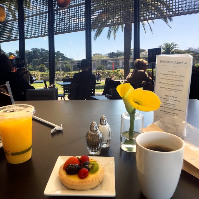 Lemon Tart and a view, Lunch at the De Young Museum, SF, iPhone6 composite.